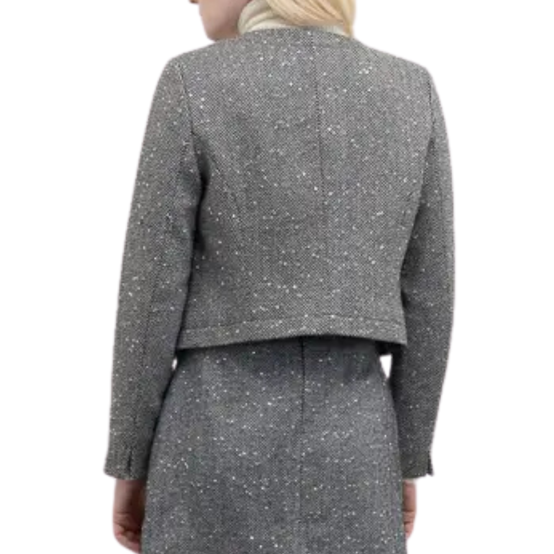 Goa Goa Chaqueta de lana con lentejuelas Ridge patrón de color negro con la textura de la barra de pescado y ganchos invisibles