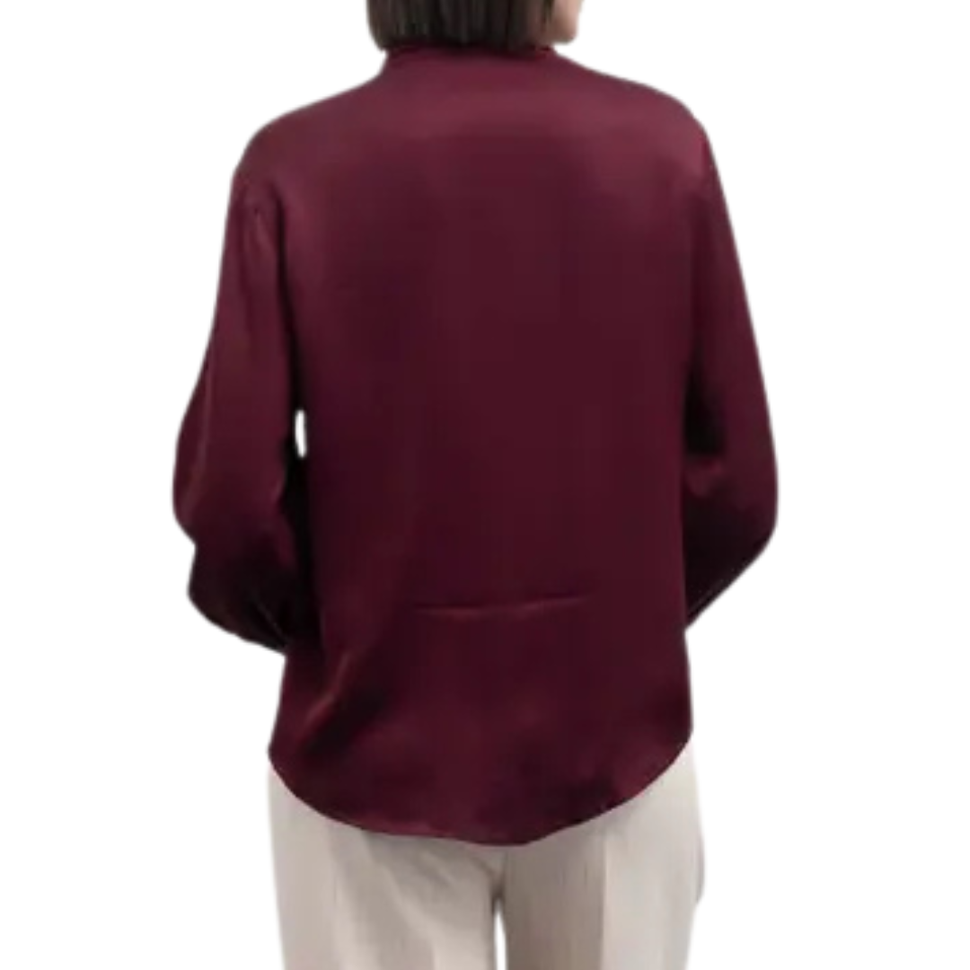 Goa Goa Modelo de camisa de satén viscosa Semys color burgundy con botones ocultos
