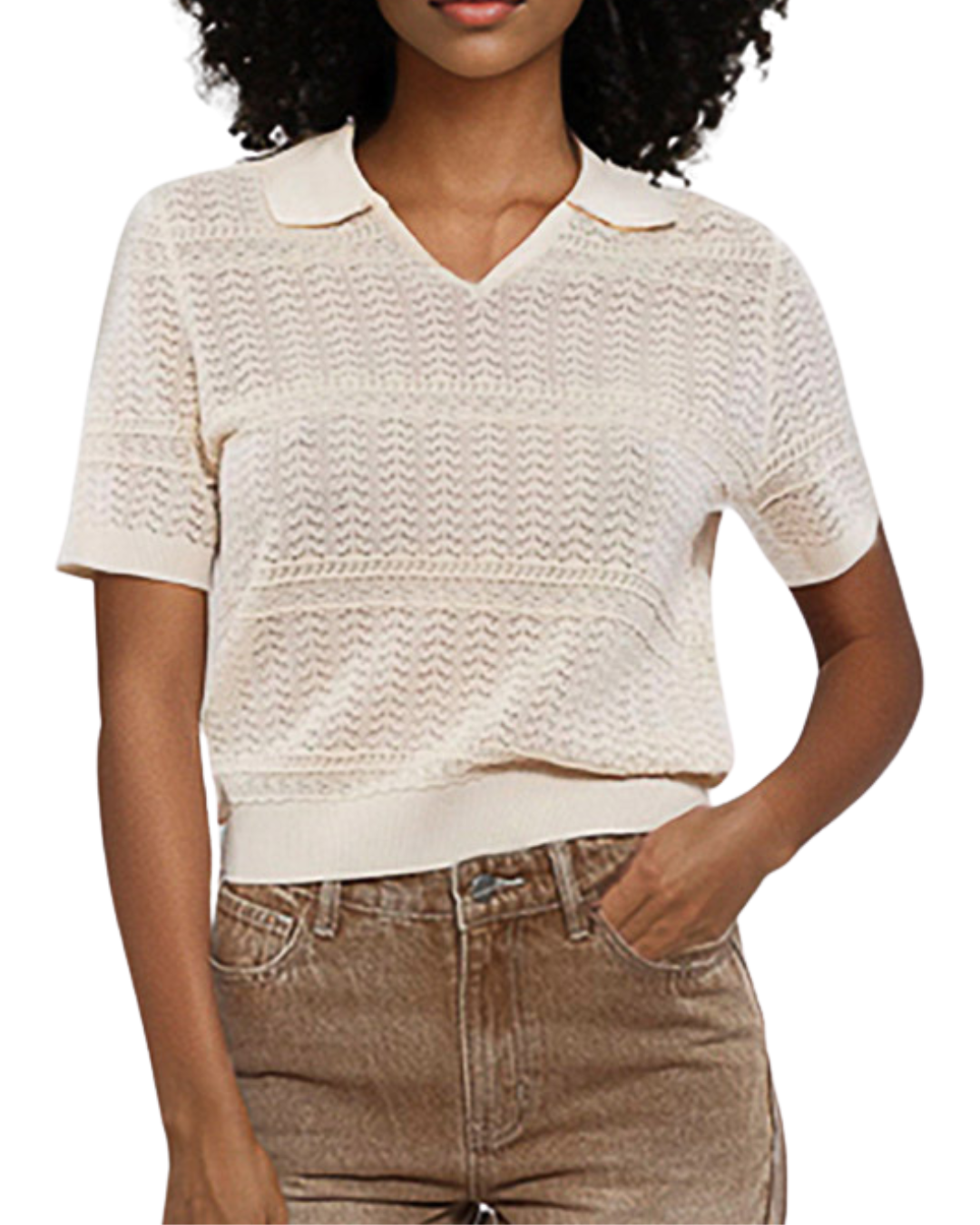Goa Goa Women's Polo Sister Shirt Point Lace Beige Elegant 15203047/443