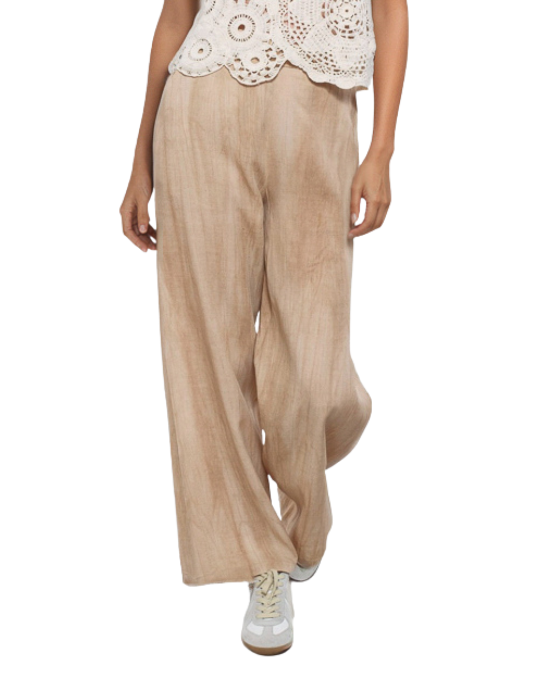 Goa Goa Pantalone Donna Gaelle Fluido in Lino e Tencel Beige 15208013/528