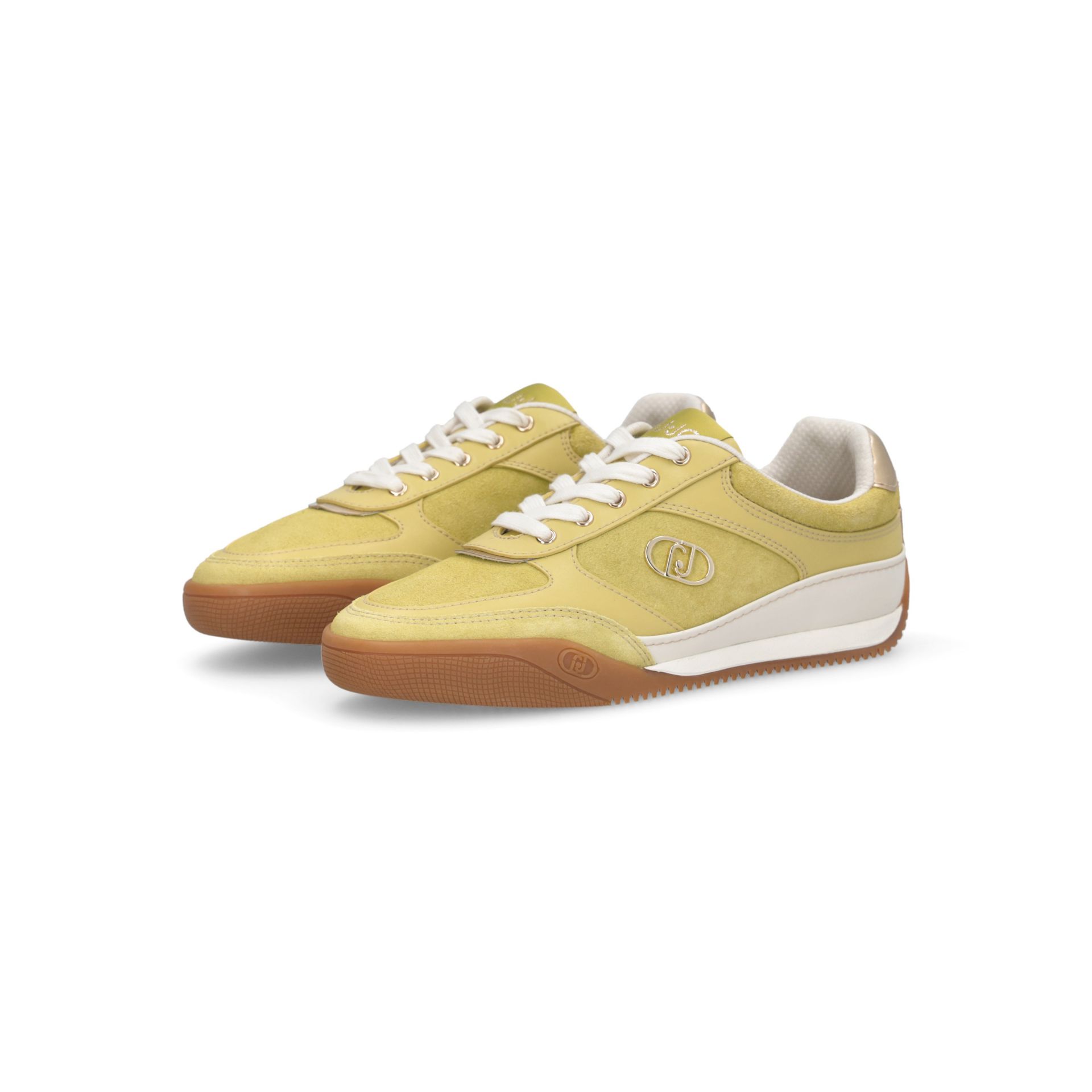 Liu Jo Damen Sneakers Lewis 01 in Suede und Leder mit Monogram Logo und Lime Bicolor Sole
