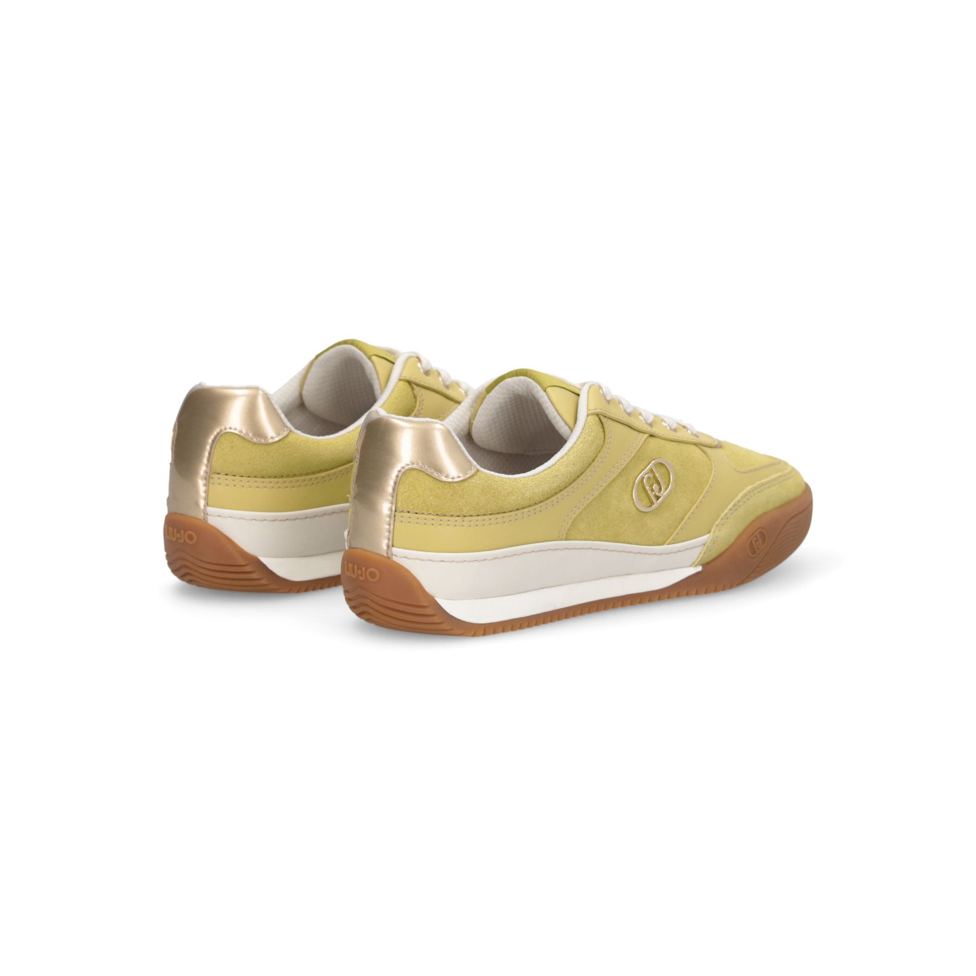 Liu Jo Damen Sneakers Lewis 01 in Suede und Leder mit Monogram Logo und Lime Bicolor Sole