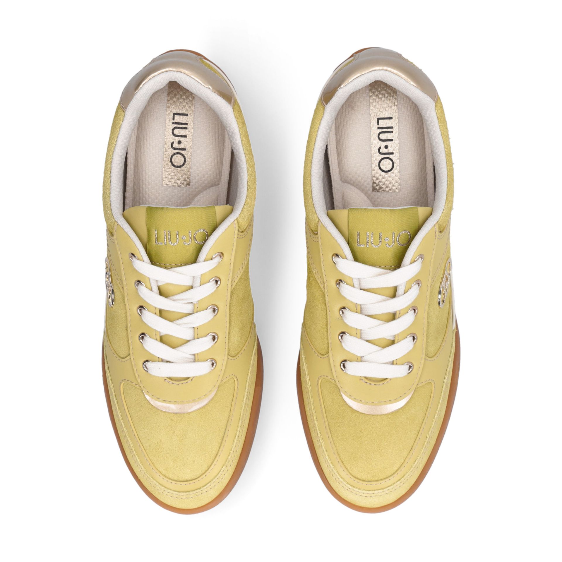 Liu Jo Damen Sneakers Lewis 01 in Suede und Leder mit Monogram Logo und Lime Bicolor Sole