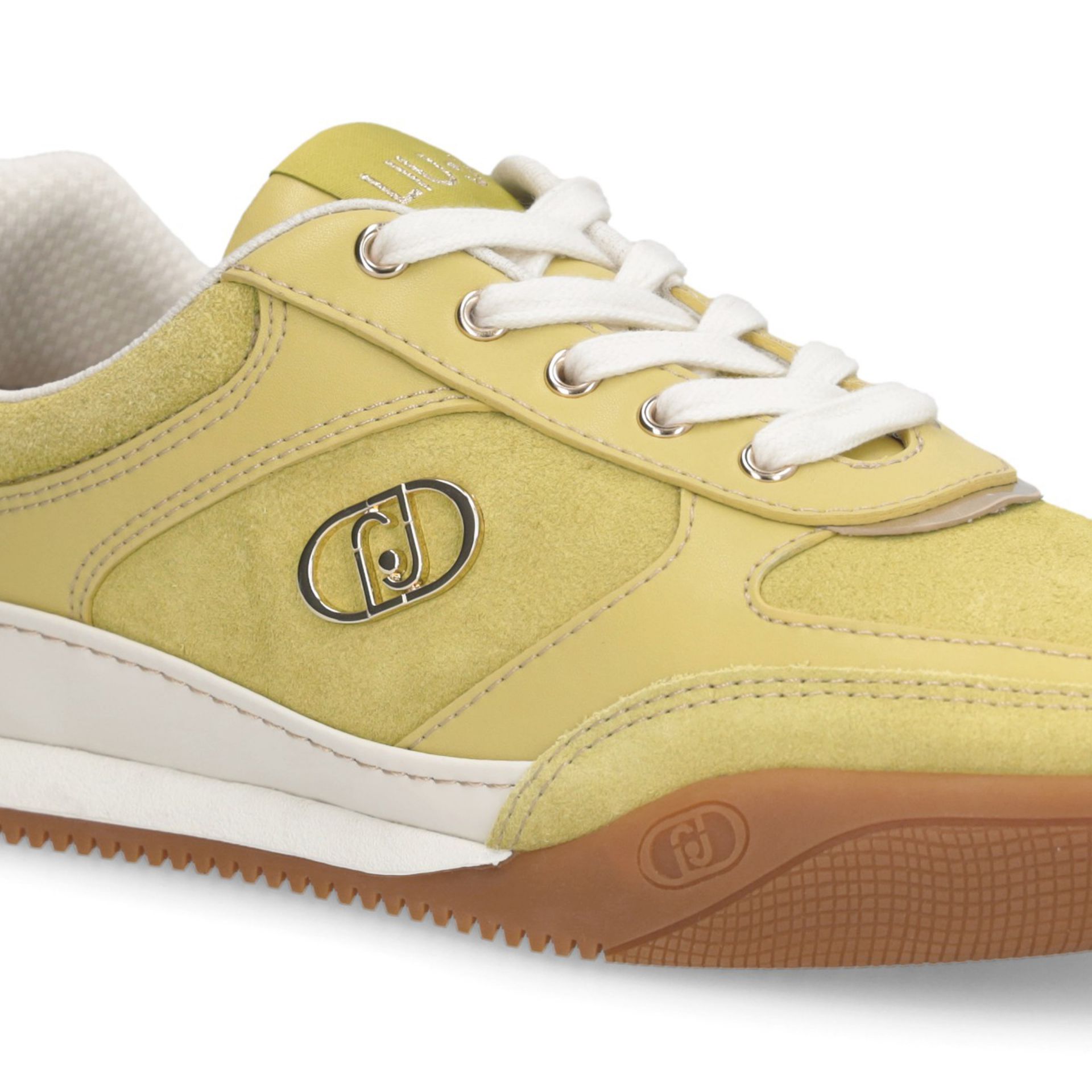Liu Jo Damen Sneakers Lewis 01 in Suede und Leder mit Monogram Logo und Lime Bicolor Sole