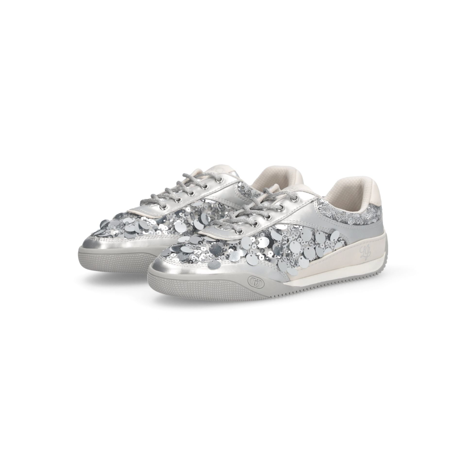 Liu Jo Sneakers Donna Lewis 04 con Maxi Paillettes e Lacci in Lurex Suola Bicolor Argento