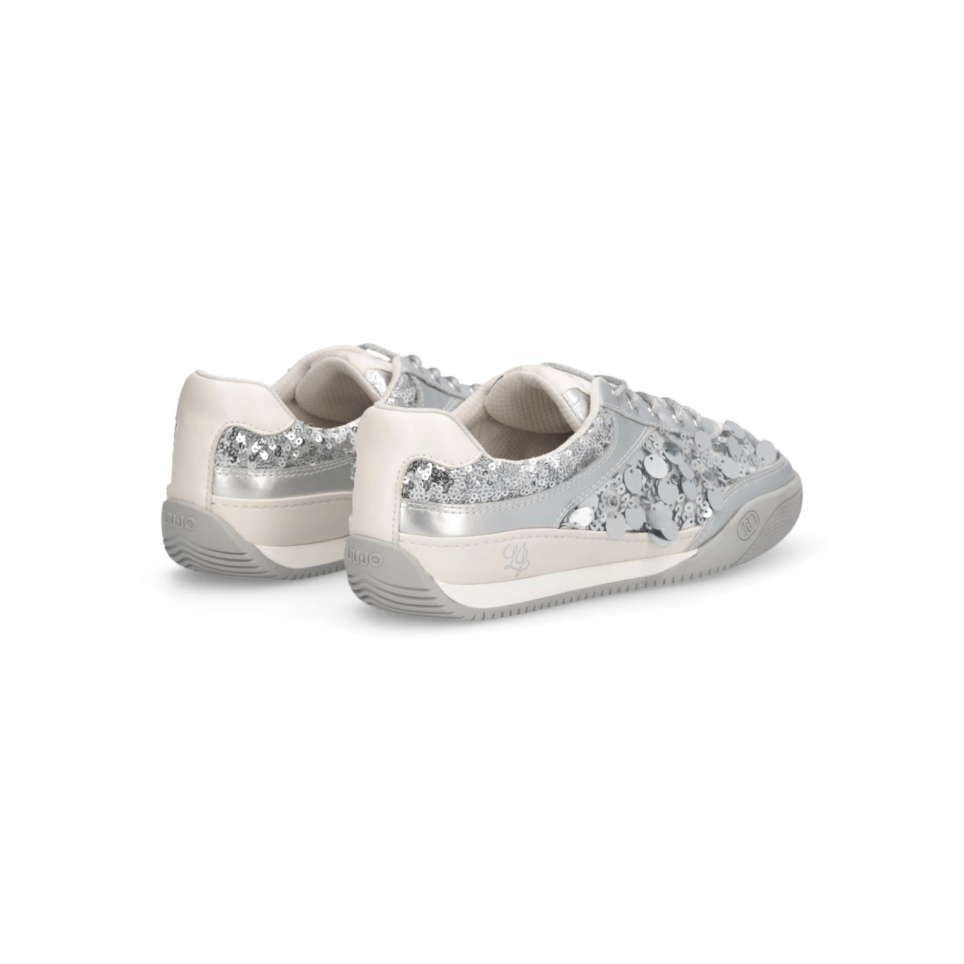 Liu Jo Sneakers Donna Lewis 04 con Maxi Paillettes e Lacci in Lurex Suola Bicolor Argento