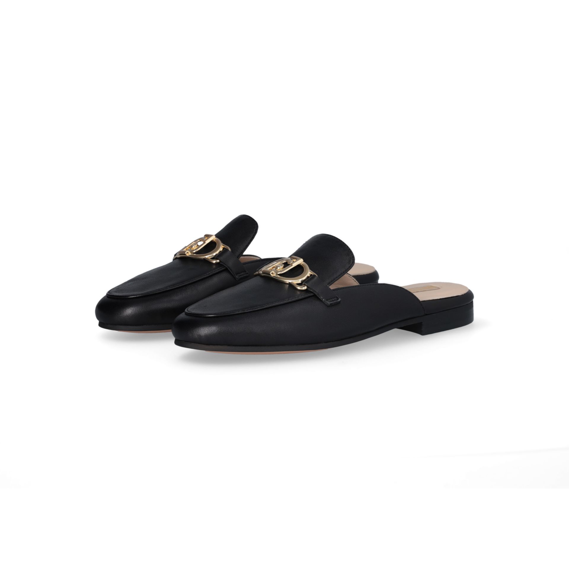 Liu Jo Black Emel Leather Nappa slips met metalen sluiting en logo