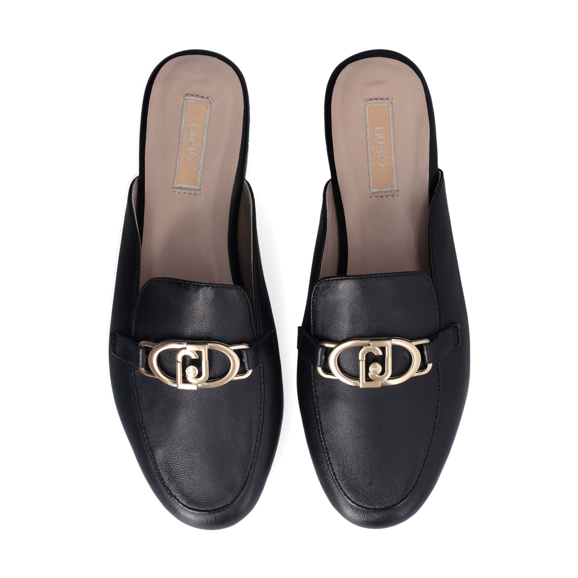 Liu Jo Black Emel Leather Nappa slips met metalen sluiting en logo