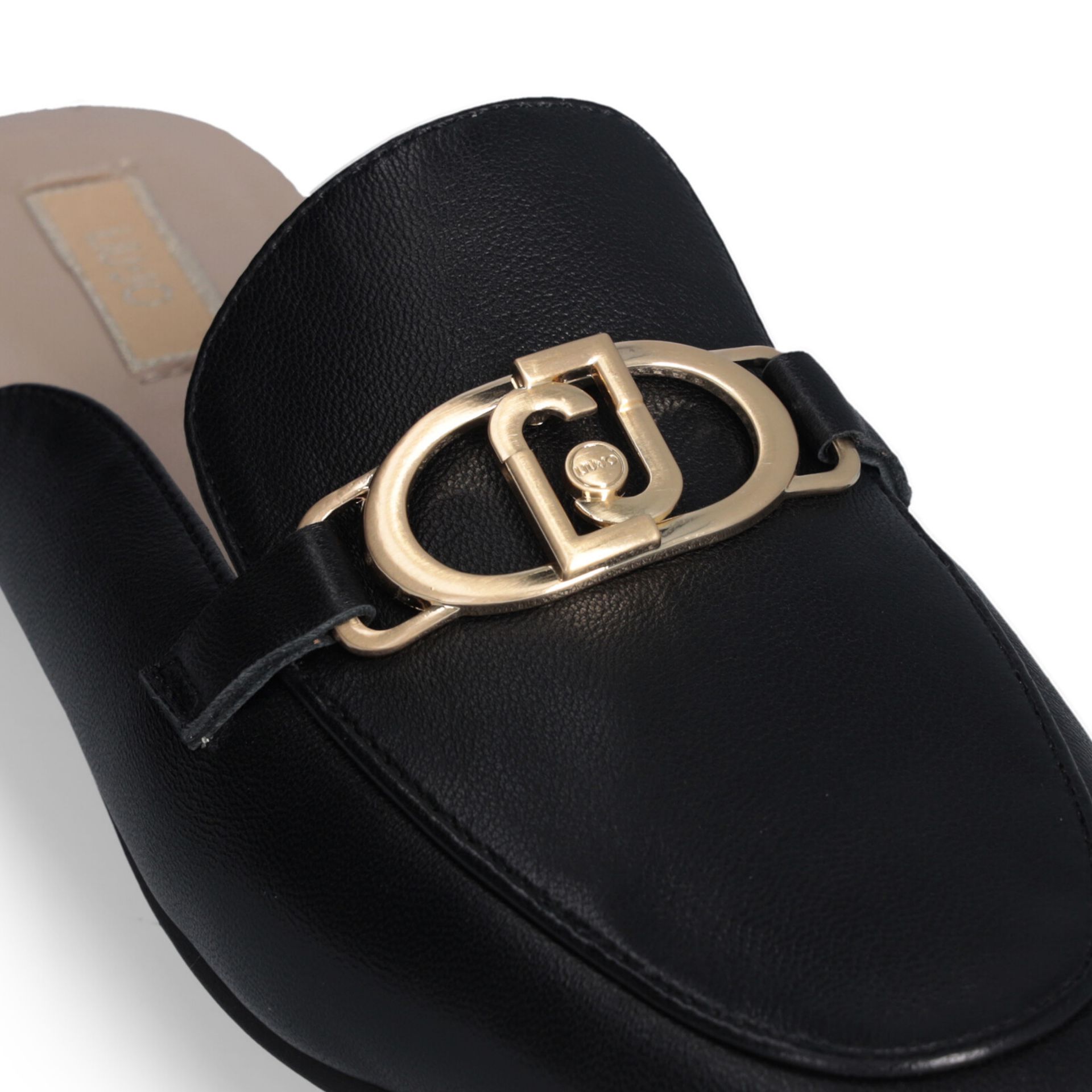 Liu Jo Black Emel Leather Nappa slips met metalen sluiting en logo