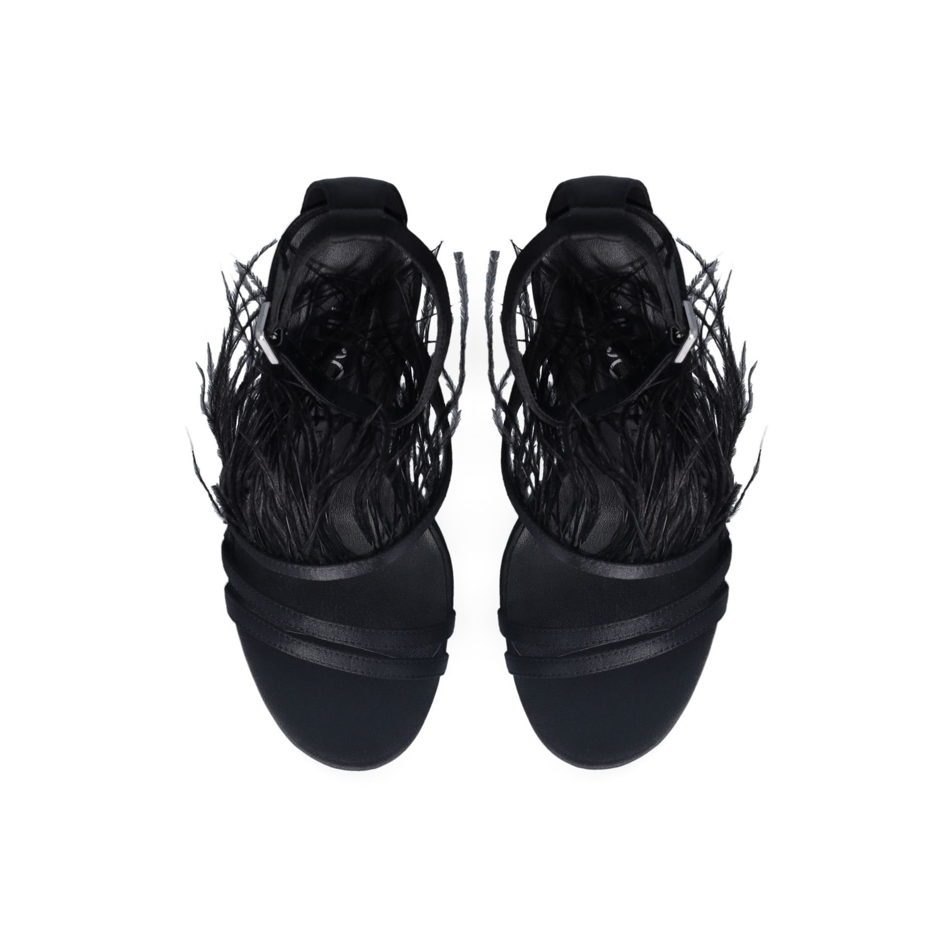 Liu Jo Black Elegant Sandals in Raso Miriam 17 with Feather and Heel in Clessidra