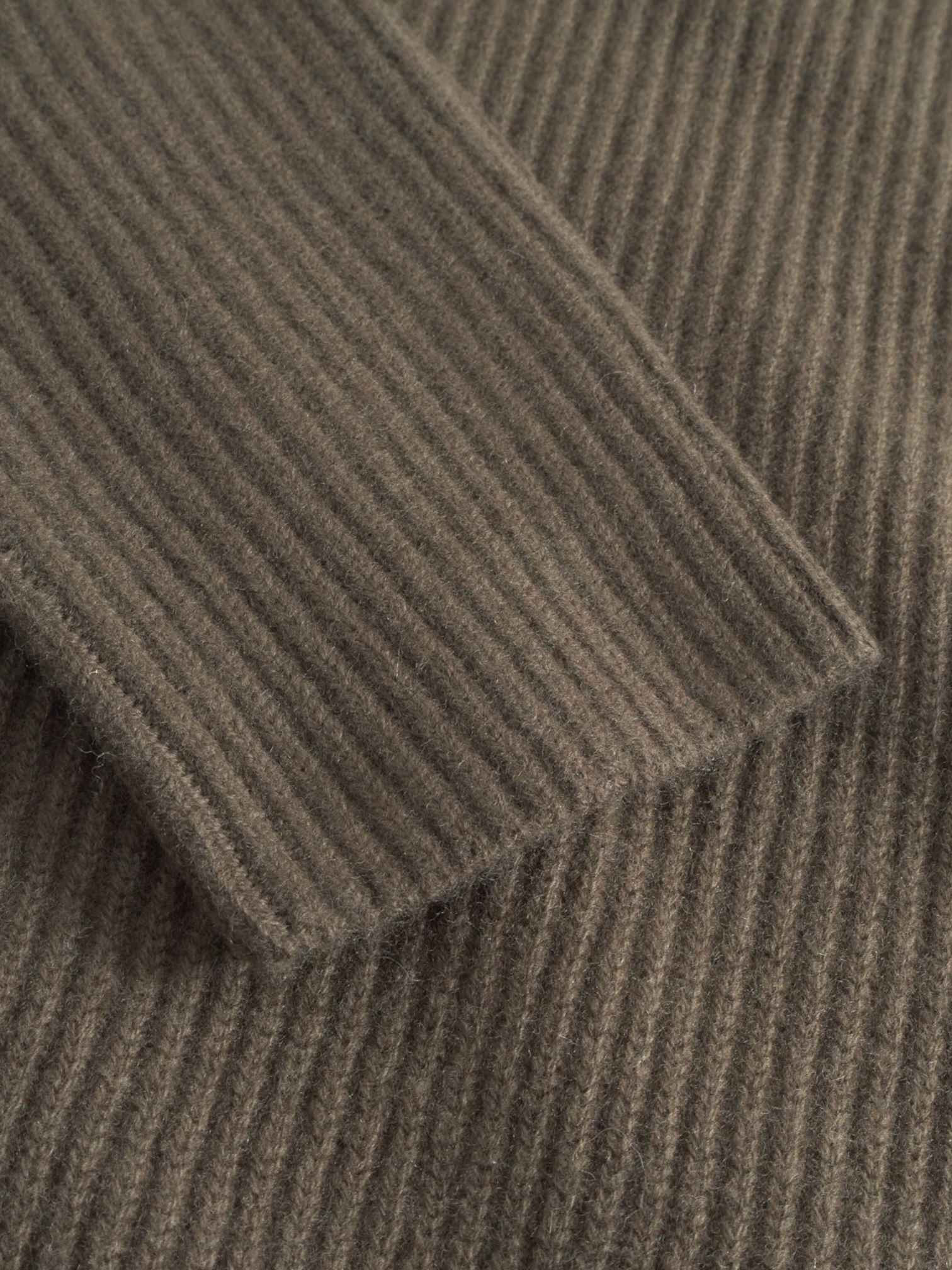 Les Deux Eddie Wool Rib Rollneck Strickpullover High Hals Pullover in Merinowolle - Teak Brown