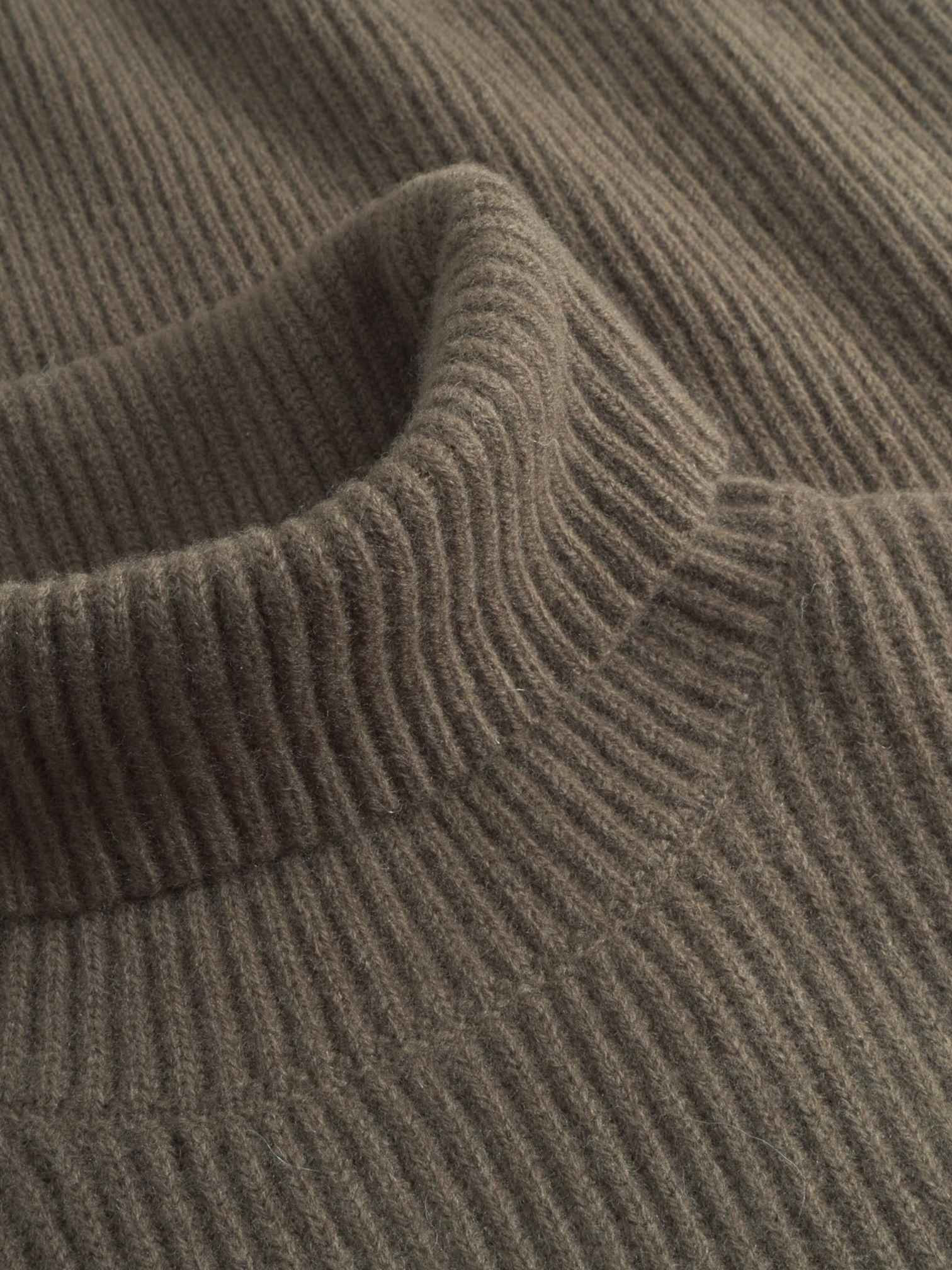 Les Deux Eddie Wool Rib Rollneck Strickpullover High Hals Pullover in Merinowolle - Teak Brown