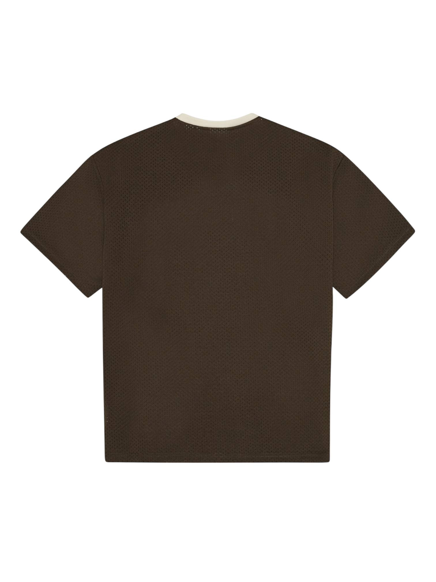 Les Deux Bronson Mesh T-Shirt jersey con scollo a v - coffe brown