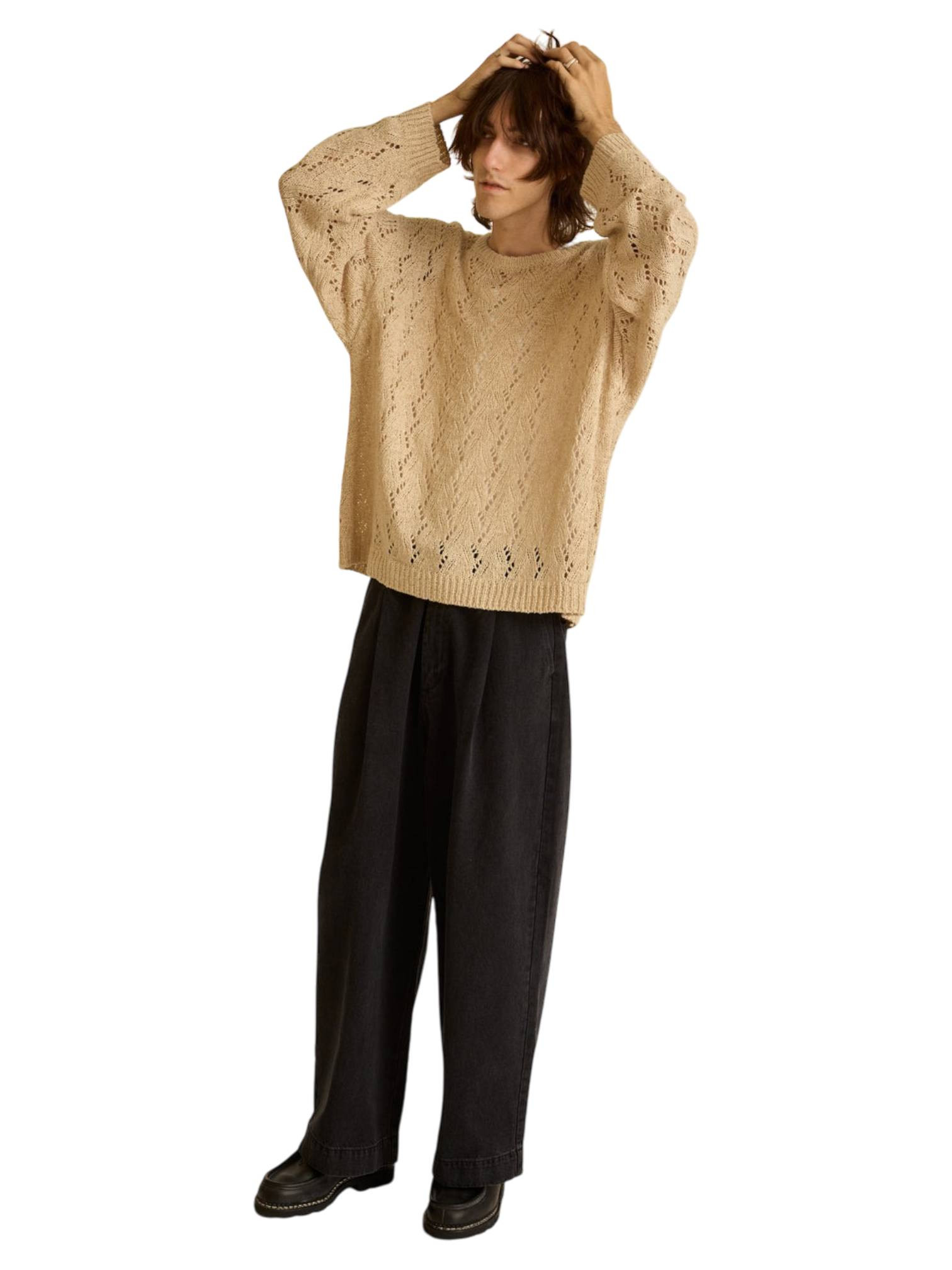 Obey Shimoda Band Garn Pullover Häkel Licht - natürlich