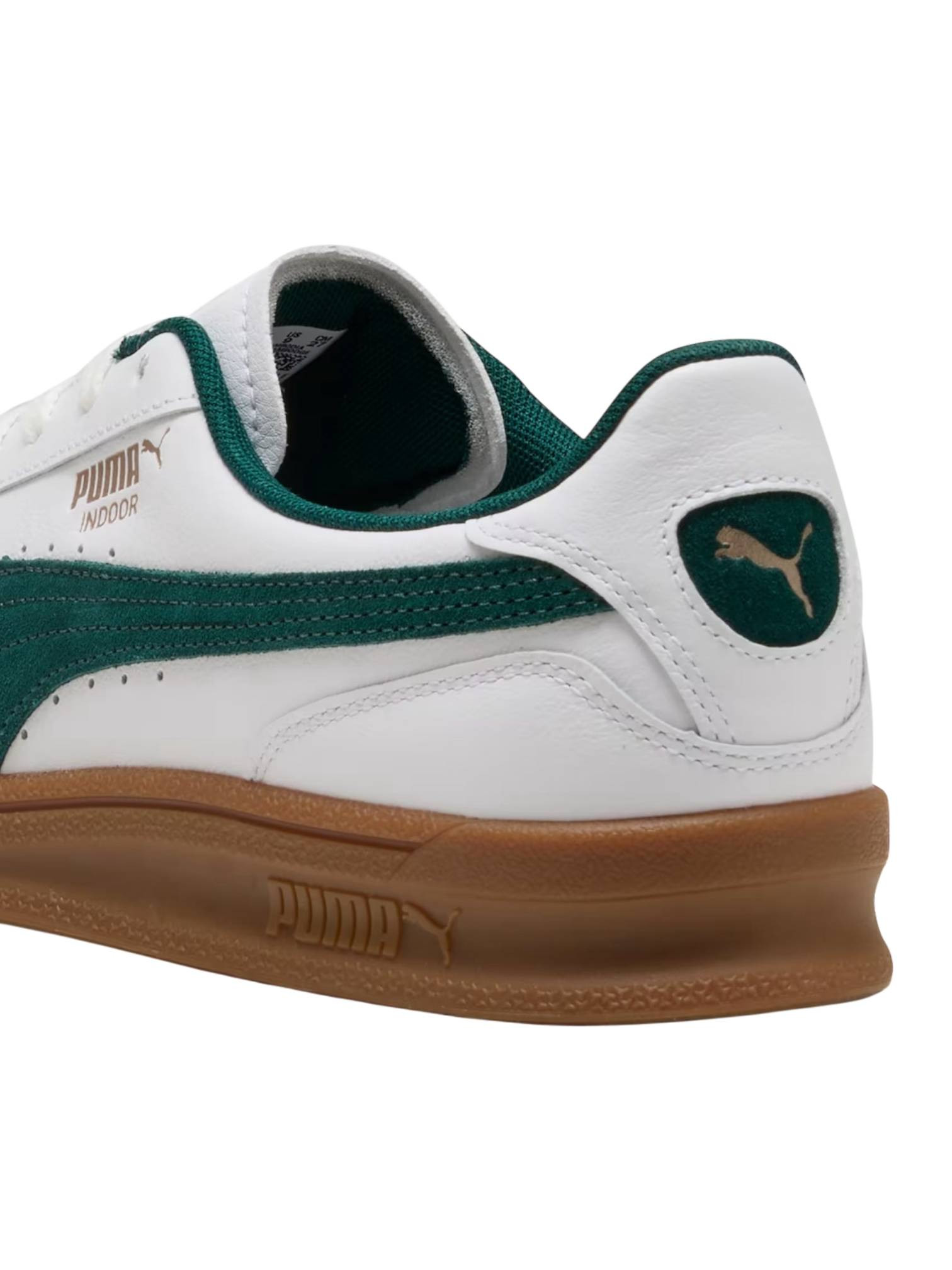 Puma Indoor Low Leather Sneakers - White/Dark mirtle/gum
