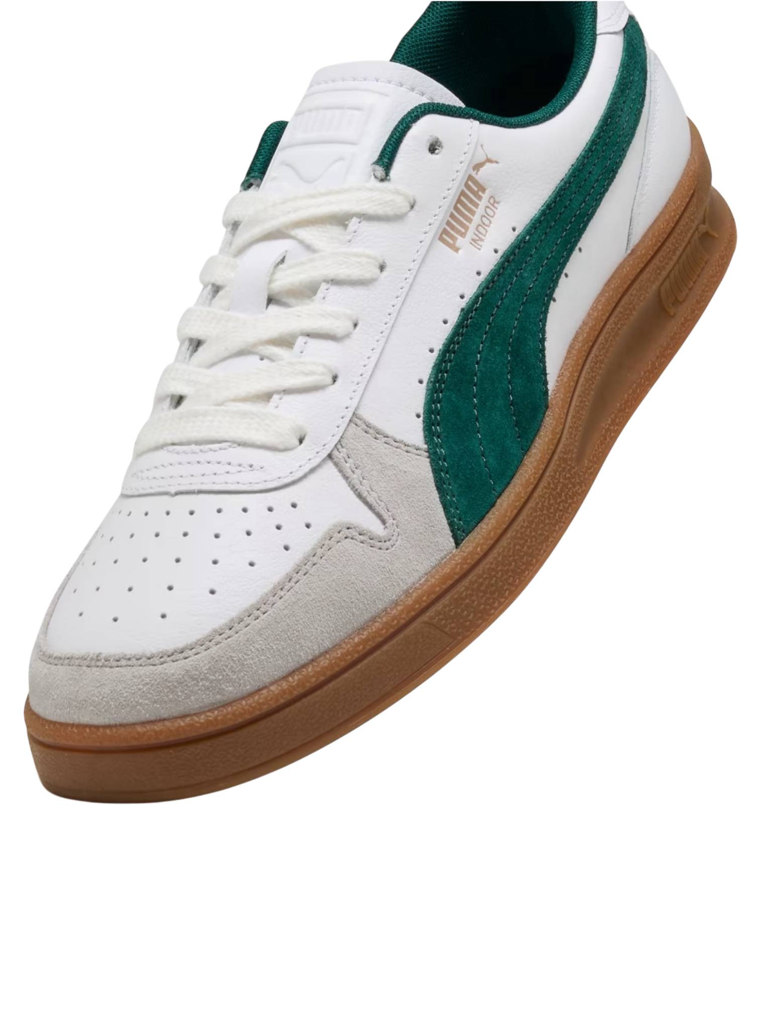Puma Indoor Low Leather Sneakers - White/Dark mirtle/gum