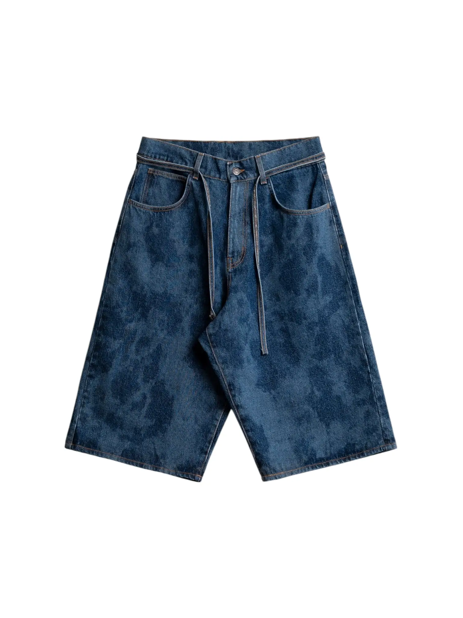 Wooden Große große japan Shorts Spitze Bermuda breite Bein Jeans - Stein Denim