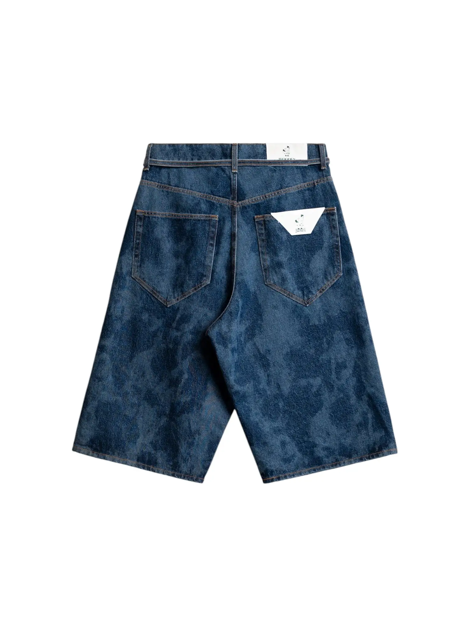 Wooden Große große japan Shorts Spitze Bermuda breite Bein Jeans - Stein Denim
