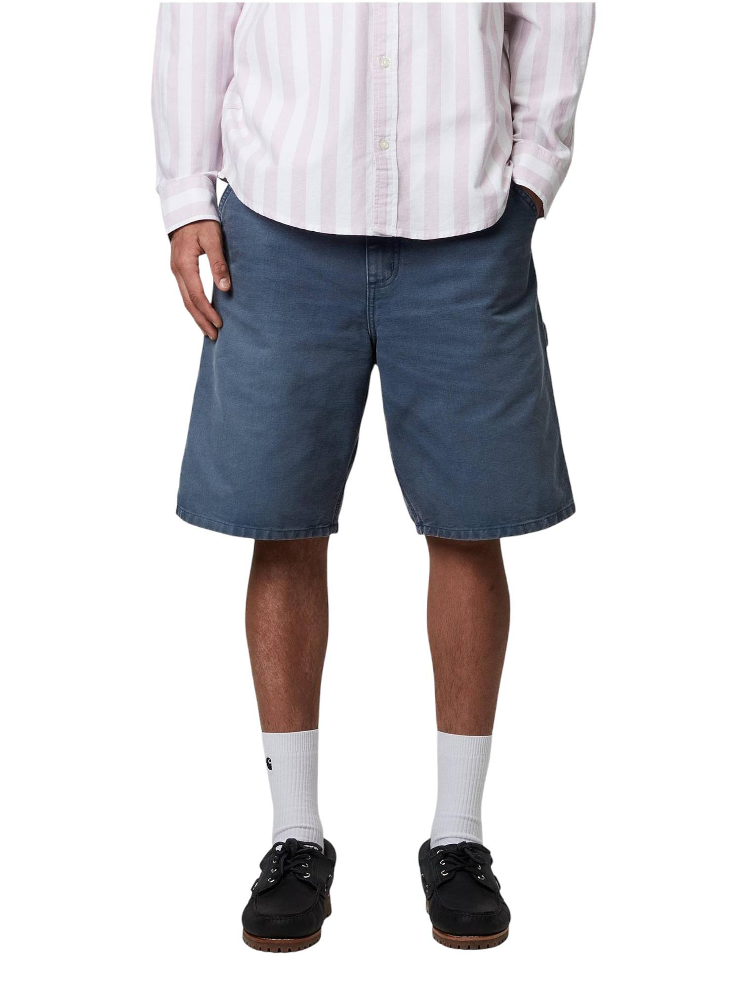 Carhartt Wip Pied court simple genou large en toile d'esclave - Dusky Blue pierre lavée
