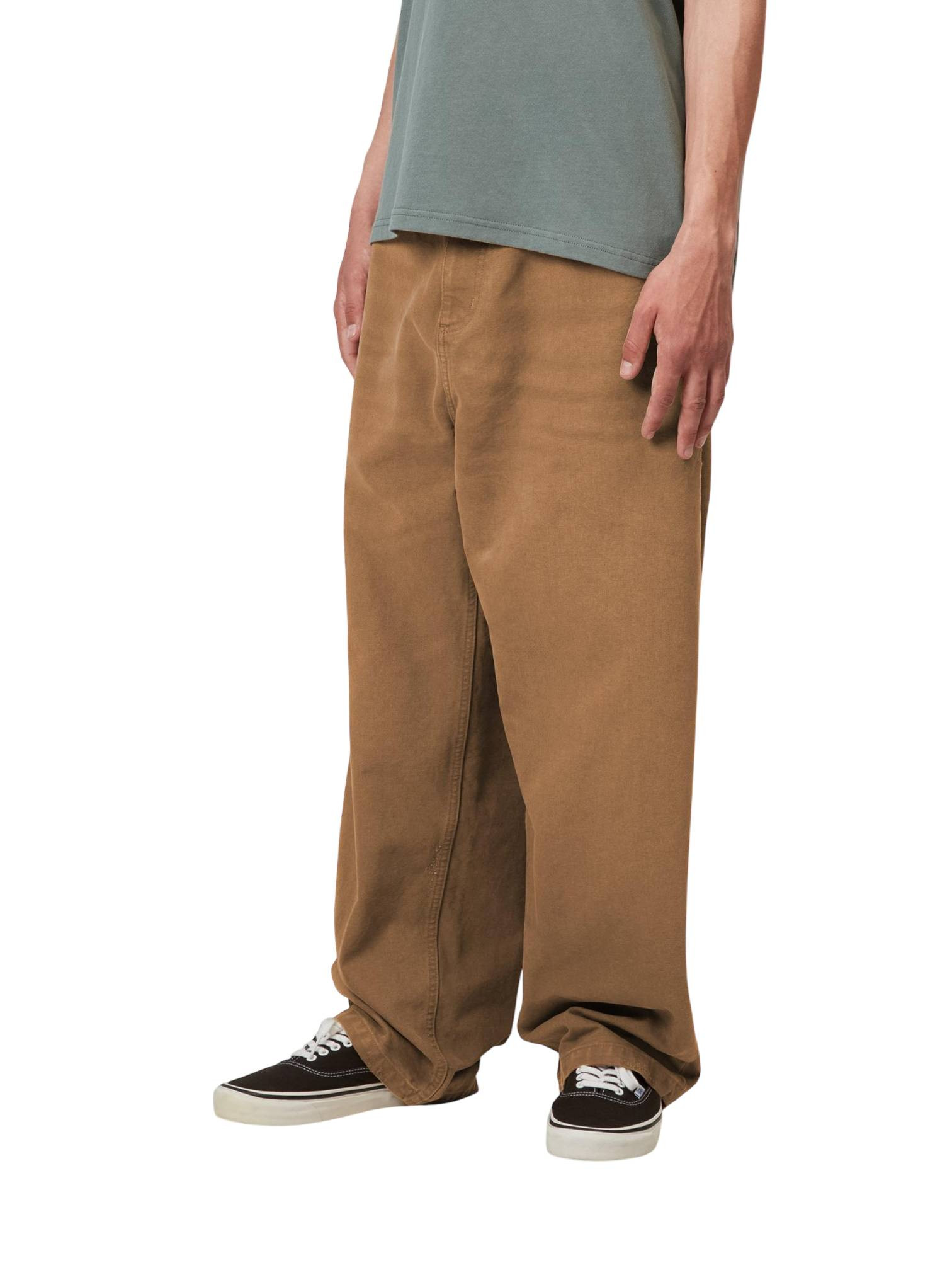 Carhartt Wip Pantalones Brandon pantalones vaqueros pierna ancha en tela rígida - Hamilton Brown molido lavado
