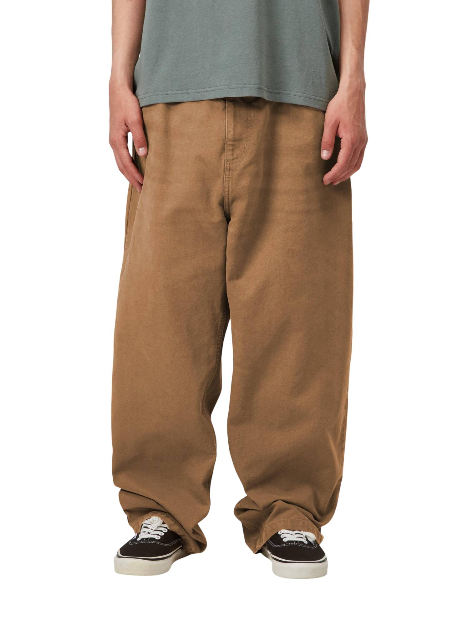 Carhartt Wip Pantalones Brandon pantalones vaqueros pierna ancha en tela rígida - Hamilton Brown molido lavado