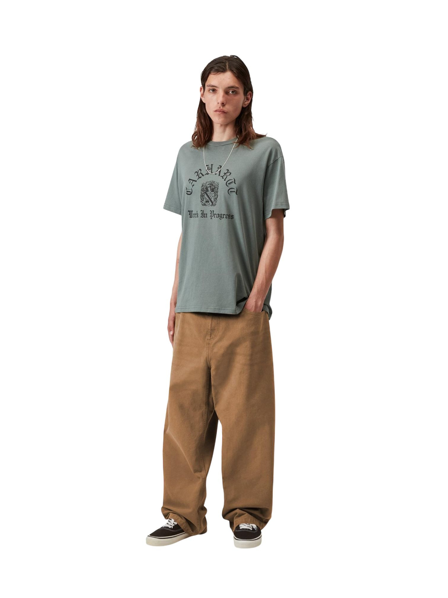 Carhartt Wip Pantalones Brandon pantalones vaqueros pierna ancha en tela rígida - Hamilton Brown molido lavado