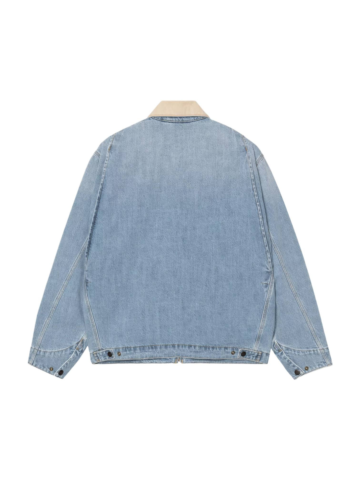 Carhartt Wip Og Detroit jasje licht denim jack met kraag - Blauw / Dusty H Bruin gebarsten gewassen