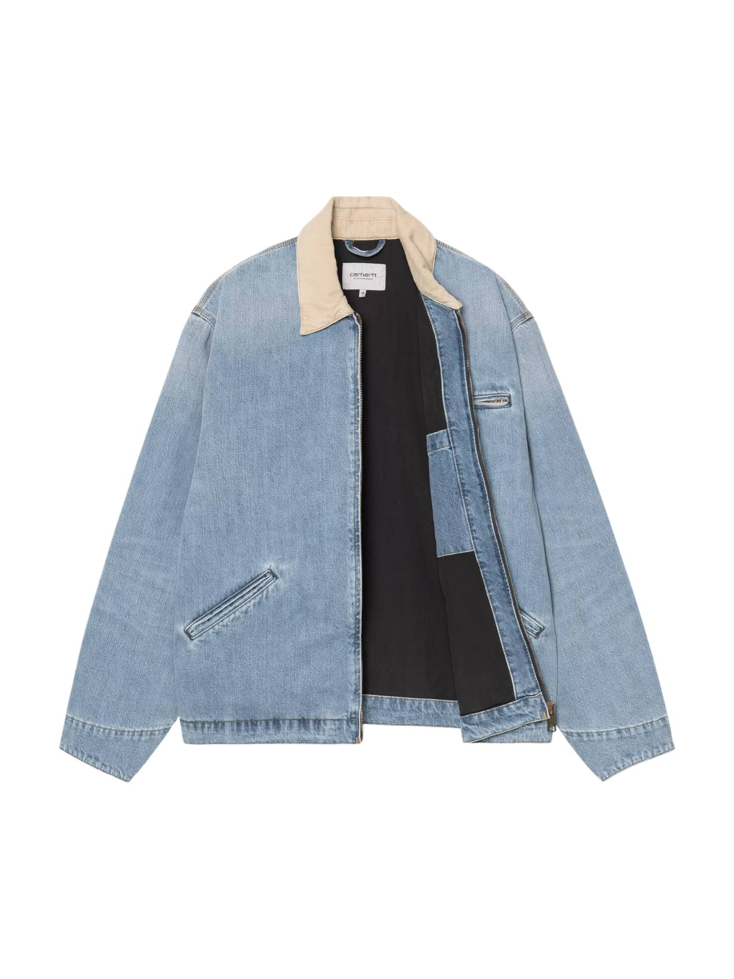 Carhartt Wip Og Detroit jasje licht denim jack met kraag - Blauw / Dusty H Bruin gebarsten gewassen