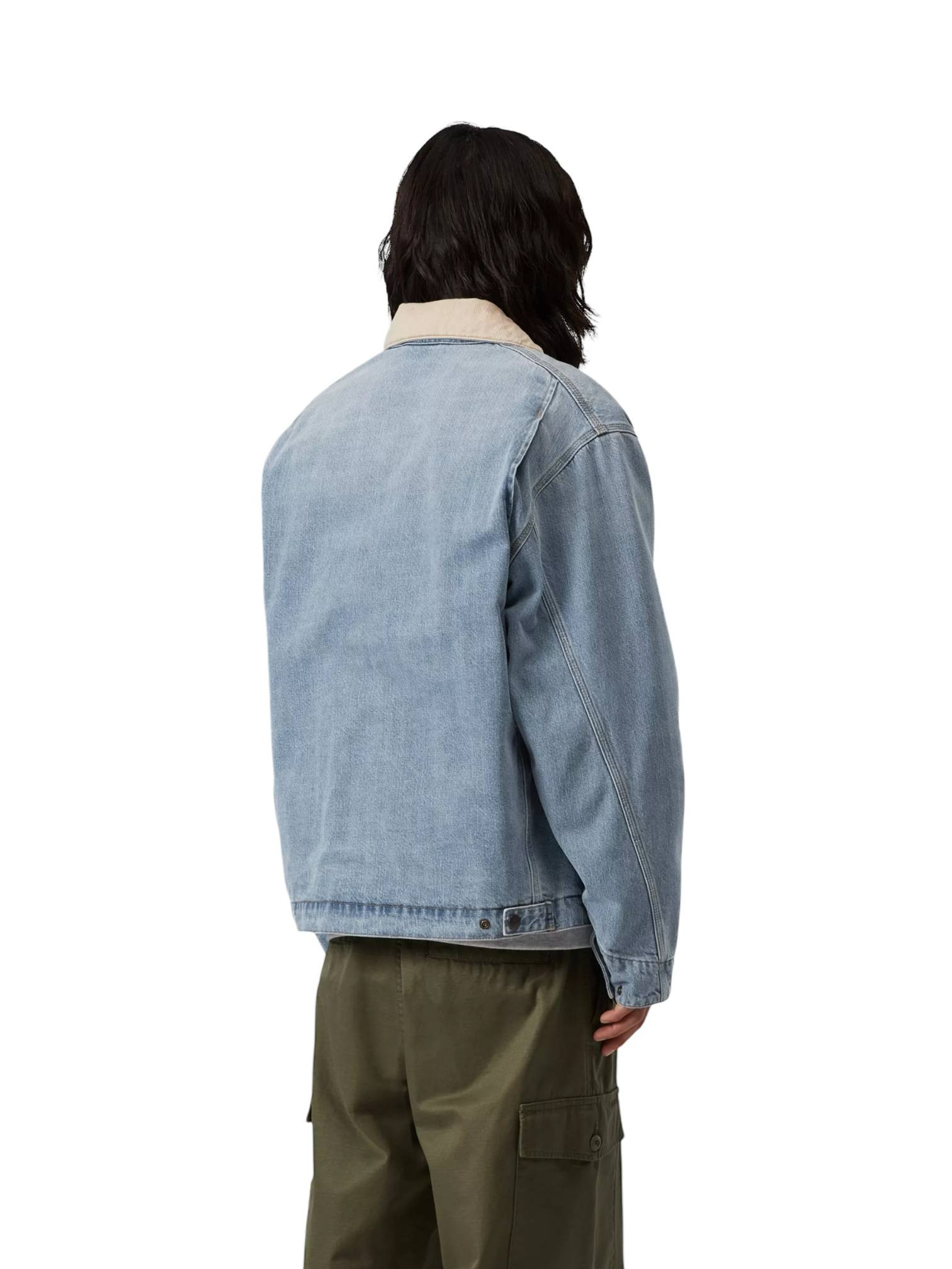 Carhartt Wip Og Detroit jasje licht denim jack met kraag - Blauw / Dusty H Bruin gebarsten gewassen
