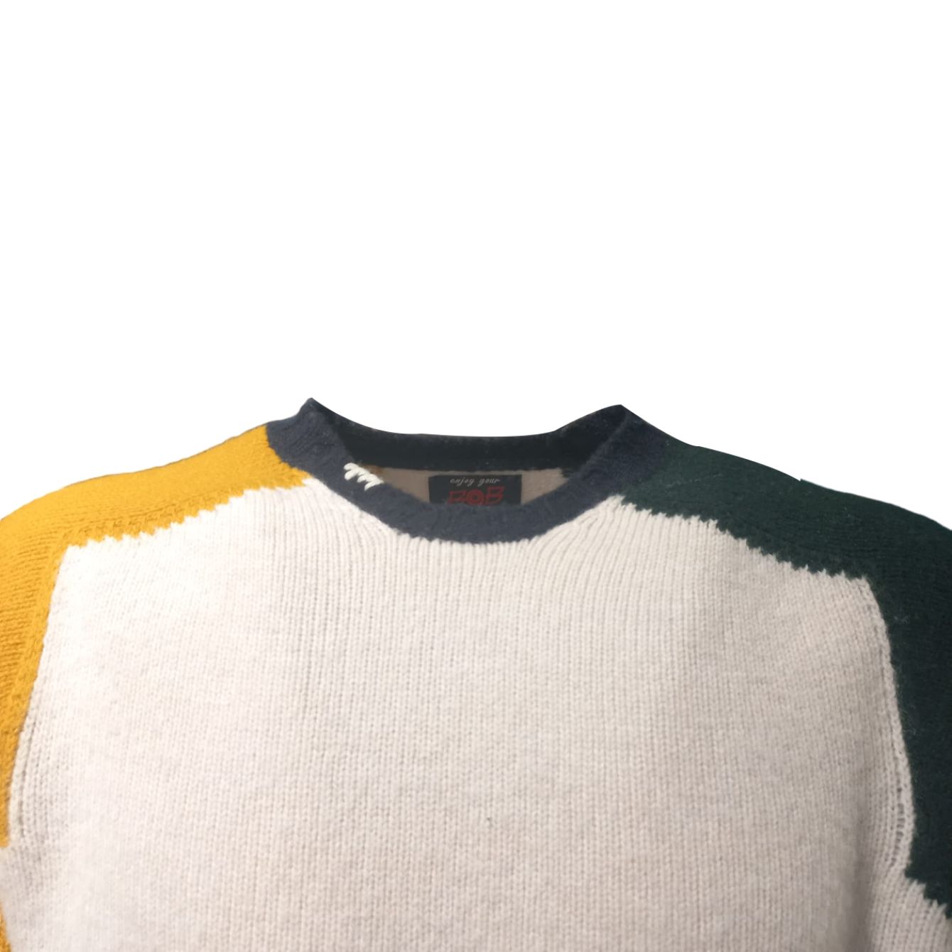 Bob - Maglia Girocollo Lana Color Block Beige A24NASH