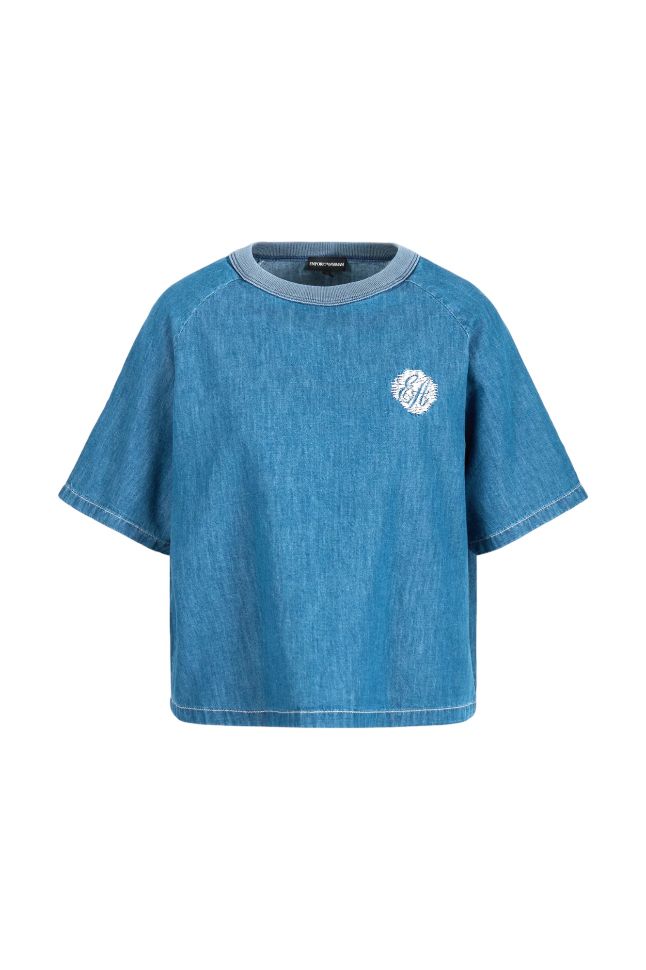 T-Shirt Donna Emporio Armani 3D2K732DM2Z Denim blu - Foto 6 di 10