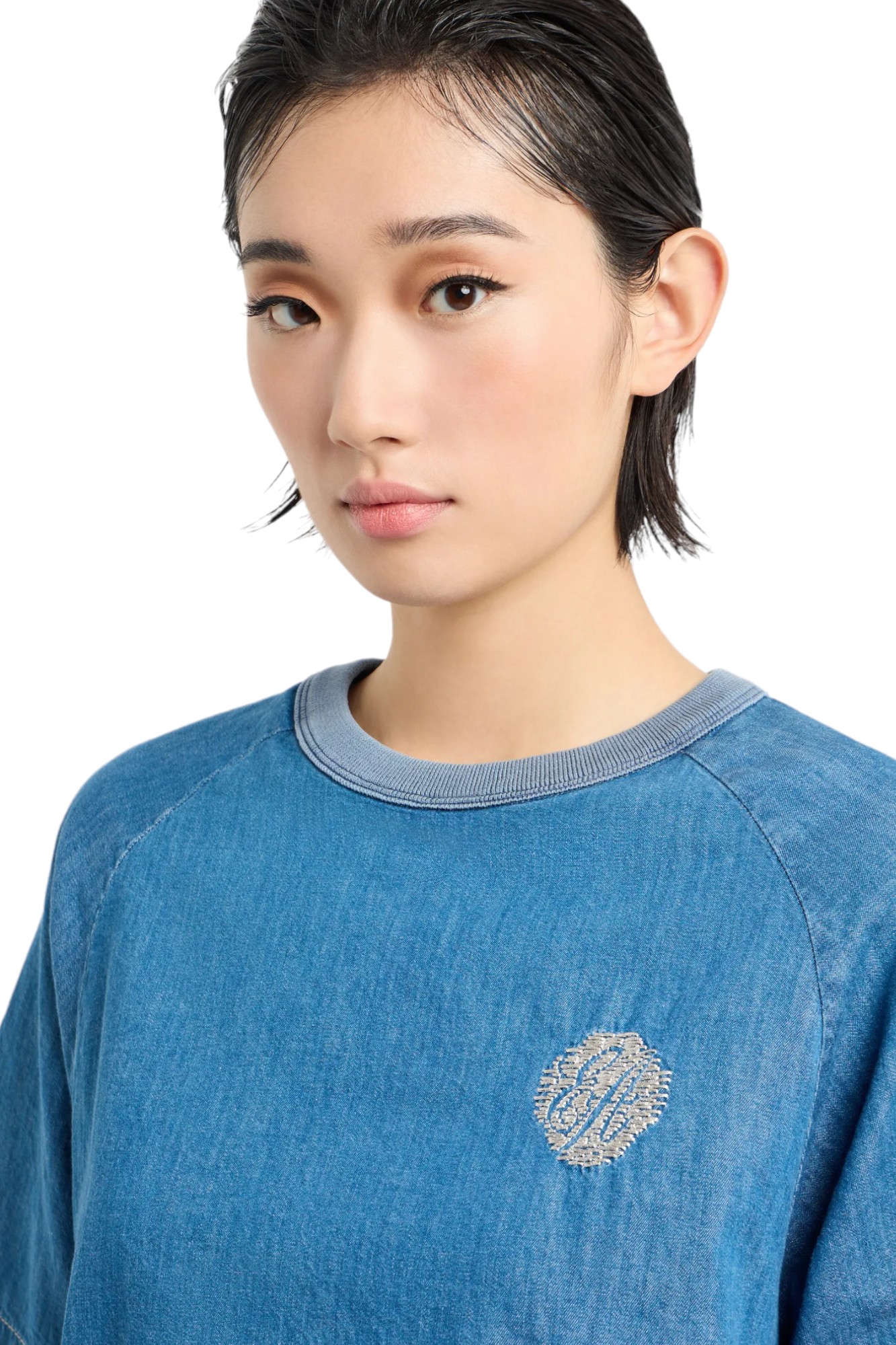 T-Shirt Donna Emporio Armani 3D2K732DM2Z Denim blu - Foto 10 di 10